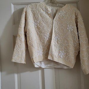 Vintage Cream colored sweater with bugel beads and sequins